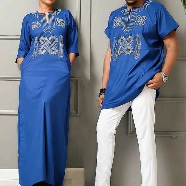 H D South African couple clothing African mens clothing Dashiki embroidered clothing short sleeved T-shirt Ankara dress W250108