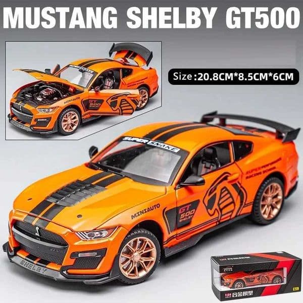 1/24 Alloy Car Model Simulation Sound And Light Pull Back Toy for Ford Mustang Viper Gt500 Boyfriend Collection Gift