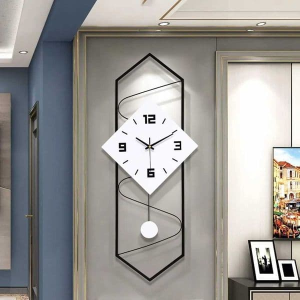Swinging quartz silent wall clock metal modern wall clock large pendulum wall clock home decoration clock with hook W250107