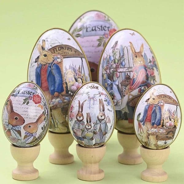 3/6 Pieces Easter Creative Colored Egg Shape Tin Candy Box Retro Bunny Egg Cookie Container Easter Party Children Gift ToyXJ250107