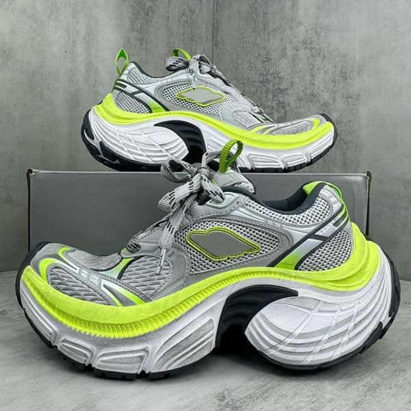 Women Series 6XL Sports Shoes Mens black Luxury Mesh Leather Cargo Tire Breathable eyelet Rubber Sole Couples Sporty Worn out effect mesh 10xl Sneakers