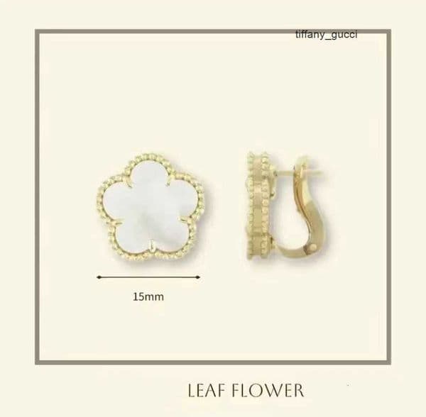 Clover Earring Vintage Leaf Clover Charm Stud Earrings Mother-of-Pearl Stainless Steel Gold Studs Agate for Women wedding Jewelry