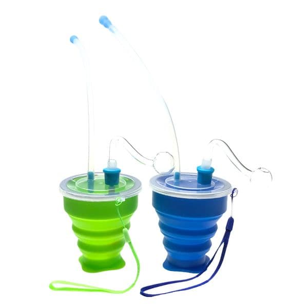 Glass Oil Burner Bong Colorful Fold Silicone Smoking Pipe 1.2 to 3.5 Inch Clear Straw Tube Filter Tips 2 Pcs Oil Burner Pipe