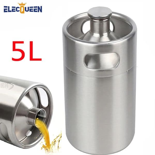 Mini Growler304 Stainless Steel 5L Mini Keg Beer Growler Portable Beer Bottle for Picnic/BBQ Home Brewing Beer Making Tool 250106