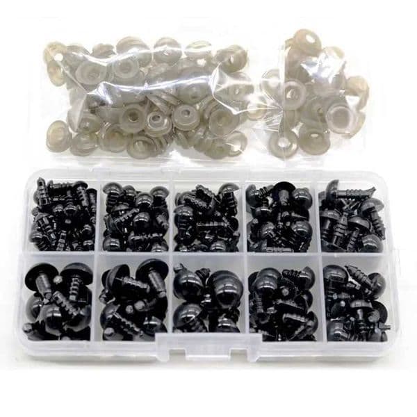 100pcs/lot Plastic Safety Eyes For Toys Diy Mix Size Crochet Animal Eye Doll toys Amigurumi Accessories