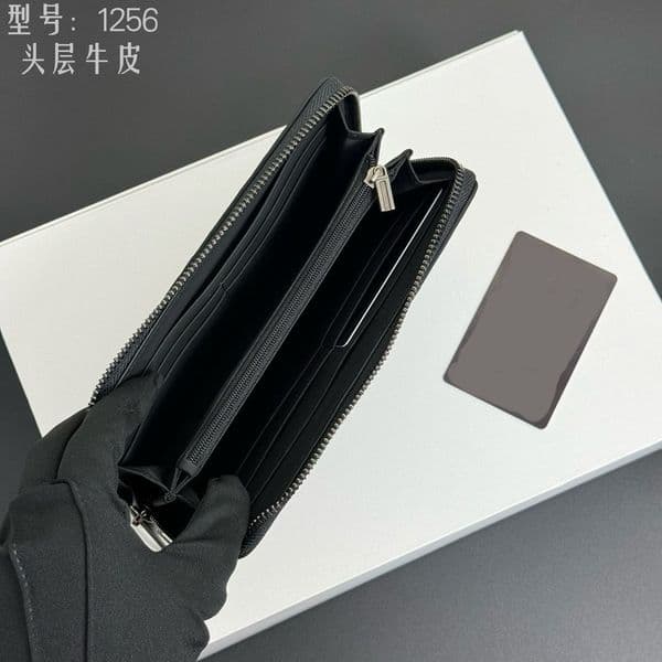 Fashion classic Wallet Premium cowhide coin wallet Credit Card bag Pure hand-woven leather coin storage bag Two stack long purse gift box B1256