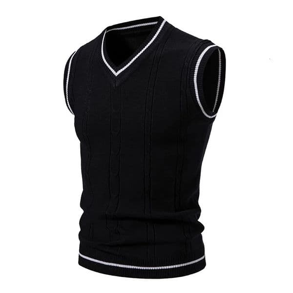 Autumn Winter Mens Knit Vests VNeck Sleeveless Slim Fit Knitted Pullovers Men Fashion Patchwork Smart Casual Sweater Vest Man 250107