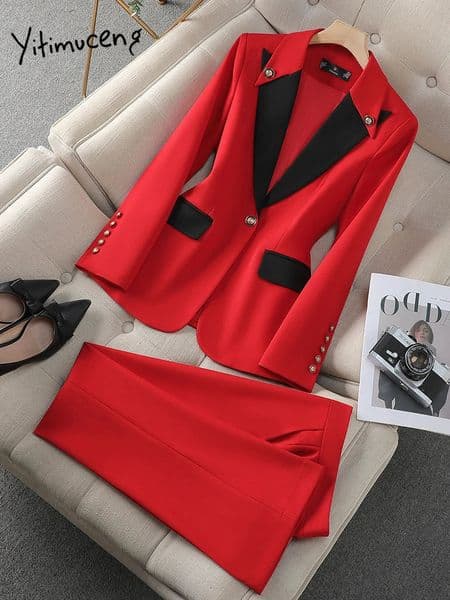 Yitimuceng Suit Set for Women Spring Summer Professional Formal Wear Light y High end Feeling Two piece Pants 250106