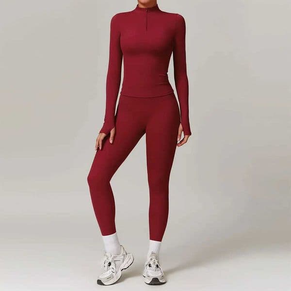 Gym Set Women Sportwear Zipper Long Sleeve Yoga Clothing Fitness Crop Top High Waist Leggings 2 Piece Workout Suit Sports SuitsXJ250109