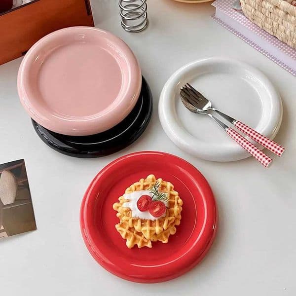 Dishes Plates Circular ceramic board with thick edges for Western cuisine creative steak Nordic tableware ceramic board for main dishes kitchen utensils H250110