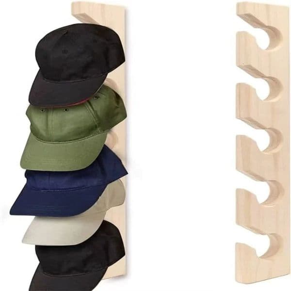 Wall Mounted Wooden Baseball Cap Organizer Wall Mounted Baseball Vertical Hat Rack Wall Mounted Wooden Display Stand 250107BJ