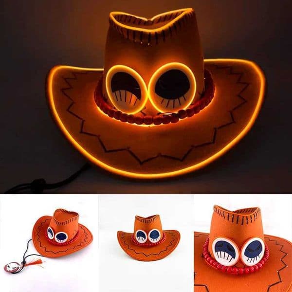 New Arrival LED lights up Firefist Ace hat yellow glow Portgas D Ace clothing hat best lipstick gift Z250111