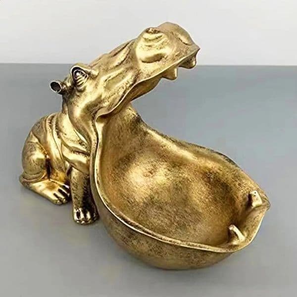 Hippo Statue Resin Hippopotamus Figurine Big Mouth Candy Dish Key Bowl Sculpture For Home Office Desk Decor 250107