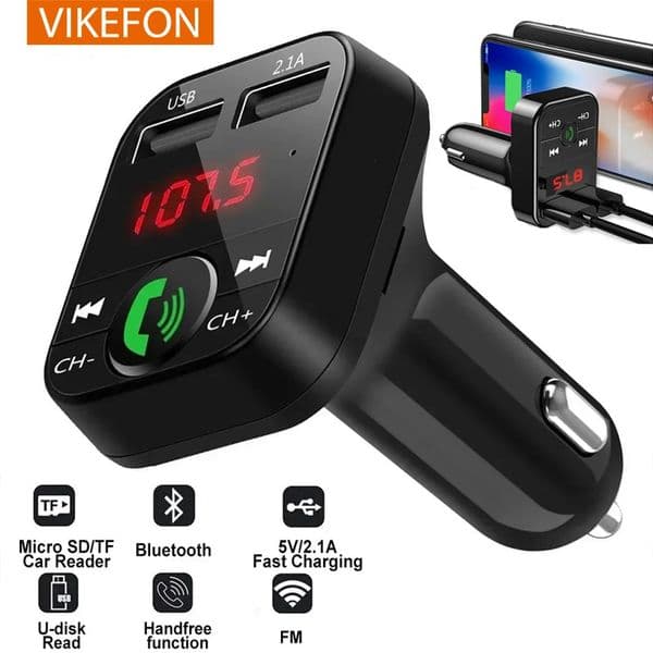 Car Bluetooth Receiver FM Transmitter Wireless Audio Adapter Hands Free MP3 Player Dual USB Fast Car Charger Bluetooth Car Kit