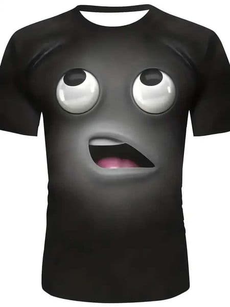 Mens T Shirt 3D Face Print Funny Y2k Casual Short Sleeve O Neck Loose Tee Top Streetwear Pullover Outdoor Oversized Clothing X2501138
