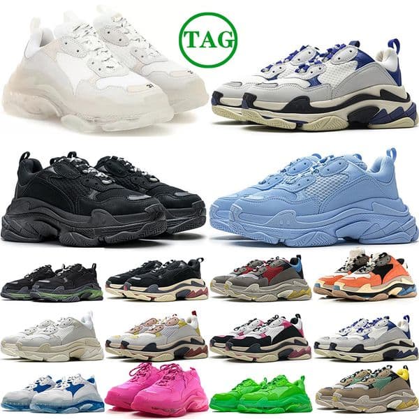 designer runners triple s luxuly shoes platform mens womens clear sole black white green mens trainers sports sneakers tennis shoes