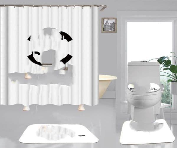 Simple Shower Curtain Rod U-Shaped Bathroom Magnetic Shower Curtain Suit Water-Repellent Cloth Partition Curtain Bath Hanging Curtain
