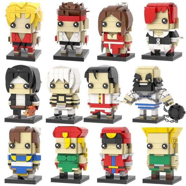 MOOXI Street Fighter MOC Bricks Ryu Ken Chun Li Mai Shiranui BrickHeaded The King Of Fighters DIY Building Blocks Kids Toys Gift W250114