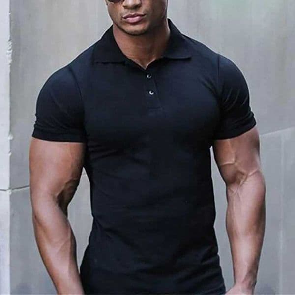 New Summer Fashion Mens Polo Shirt Elastic Cotton Gym Clothing Sports Polo Mens Spring Casual Short Sleeve Breathable T-shirt W250114
