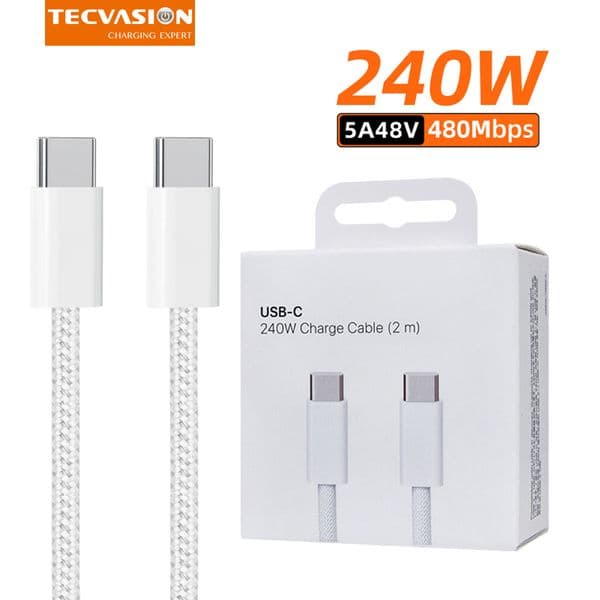 2026 New outdoor 240W To USB 2M Type C Fast Charging Cable Braided Cord For Macbook Air Pro Iphone15 15Pro Ipad DELL Laptop Charger Free Shipping