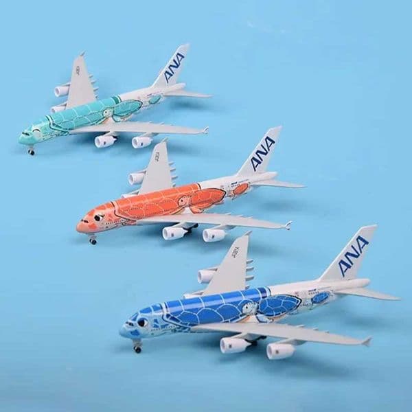 Plane Plane 20Cm Slot Car Airbus A380 Cartoon slot car Sea Turtle Airlines Diecast Airplane Toys 1 400 Scale Model Planes With Slot Car Landing Gears Alloy Tr