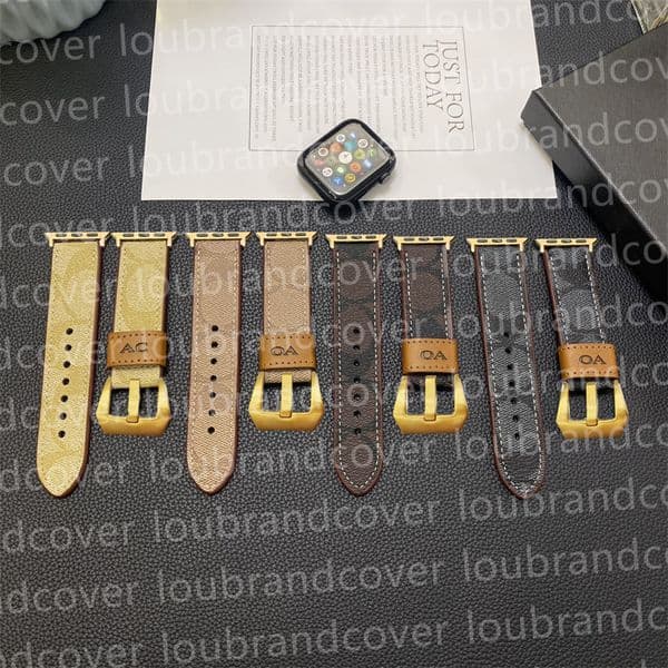 Designer Apple Watch Band Watch Strap For Apple Watch Series 10 ultra 8 9 4 5 6 7 SE Bands s10 49mm 38mm 40mm 41mm 44 MM 45mm 42mm 46MM Gold Link Watchstrap Leather Watchband