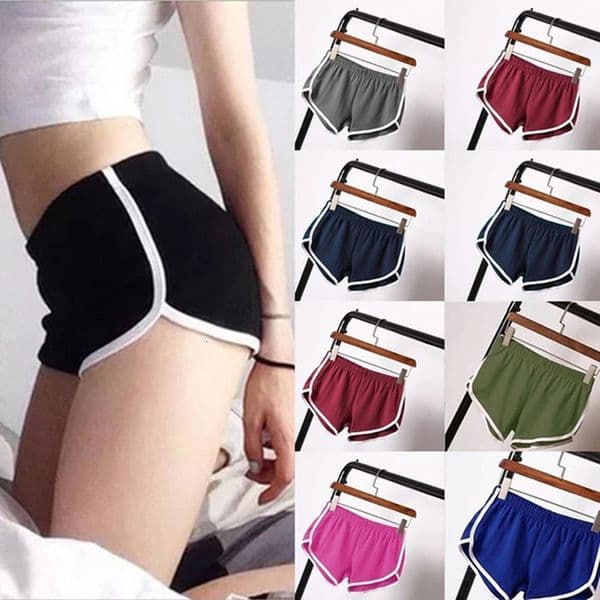 Sports Short Summer 2024 Candy Color Anti Emptied Skinny Shorts Casual Lady Elastic Waist Beach Correndo Pants y250107
