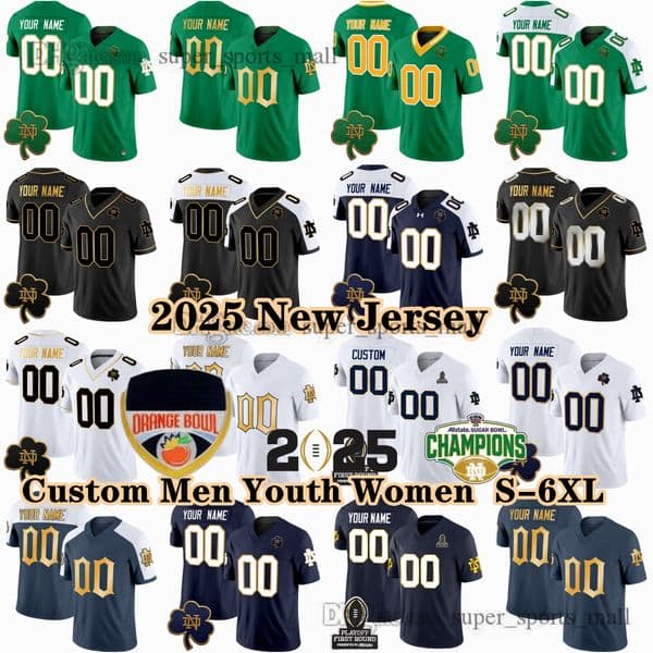 Custom S-6XL College Norte Dame Fighting Irish Football 13 Riley Leonard Jerseys 4 Jeremiyah Love 5 Beaux Collins Jack Kiser Watts Sherwood Buchner Stitched Jersey