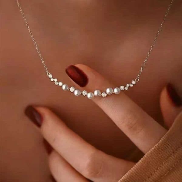 Elegantly 925 Sterling Silver Pearl Zircon Simple O-Chain Pendant Necklace For Women Wedding Jewelry Fine Accories WholesaleXJ250114