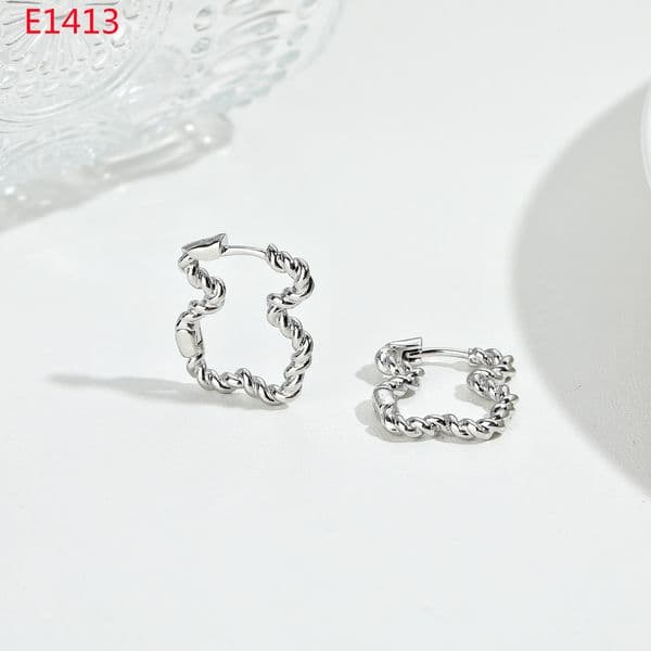 Hot Fashion Women Men Bear Silver Rose Gold Stainless Steel Copper Hollow Cartoon Animal Span Moon Hoop Earrings Jewelry H260128