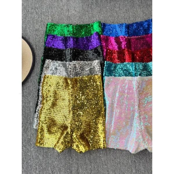 Summer Fashion High Waist Heavy Industry Gradient Sequin n Threepoint Shorts Womens Girls Slimfit Casual 250108