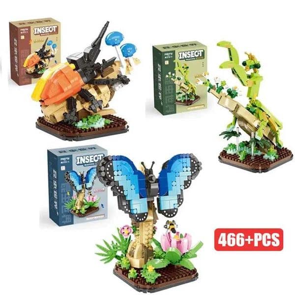 Creative Animal Insect Butterfly Mantis Beetle Micro Building Blocks Biological Model Bricks Desktop ornaments Toys For Kid Gift W250115