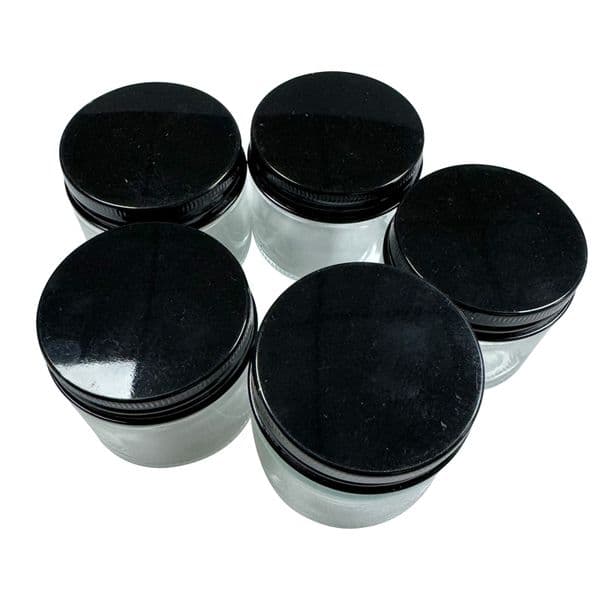 60ML Jar Aluminum Lids Clear Kitchen Storage Food Container OEM LOGO Glass Bottles Cover Custom Logo Stickers Label Water Stores Black Covers