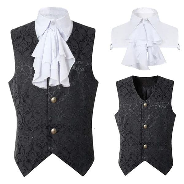 2024 Vest Men Renaissance Steampunk Coat Gothic Jacquard Waistcoat Single Breasted Business Formal Dress for Suit 250114