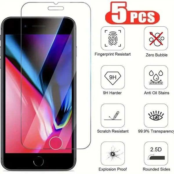 New Arrival 5Pcs premium tempered glass Plus screen protector for iPhone 7 8 6 and 6 suitable for SE 2020 2022 T250116