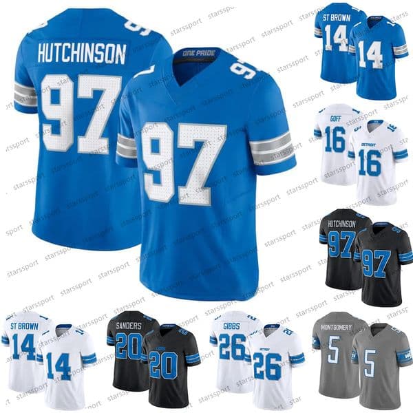 14 Amon-Ra St. Brown Jahmyr Gibbs 2025 Football Liones Jersey David Montgomery Jack Campbell Barry Sanders Jared Goff Jeff Okudah Johnson Sam LaPorta