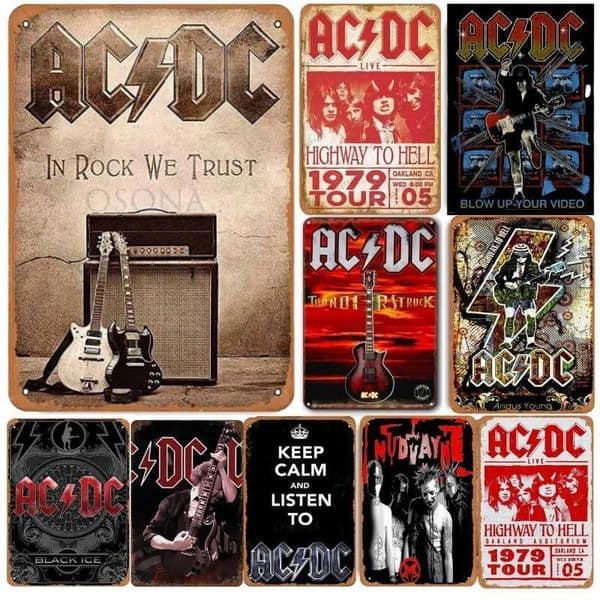 AC DC Heavy Metal Music Cool Classic Rock Band Metal Tin Signs Posters Plate Visual Wall Art for Cafe Bar Club Wall DecorXJ250116