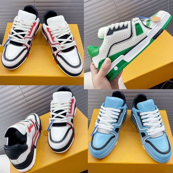 Trainer Sneaker designer mens womens sneaker Italy skate sneakers 1AD7JN Patchwork color Grained calf leather Ablo design comfort Flowers outsole sports shoes