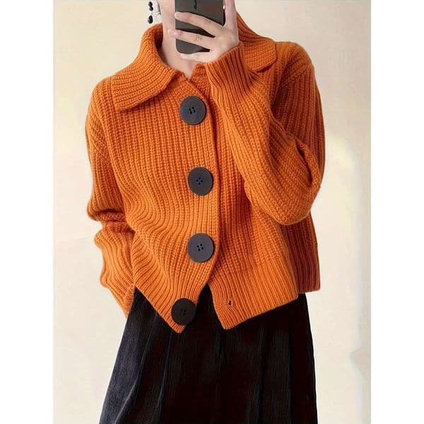 Cozy Ribbed Knit Single Breasted Soft, Versatile, Warm Long Sleeve Cardigan Fall and Winter - Women's Clothing for Everyday Wear