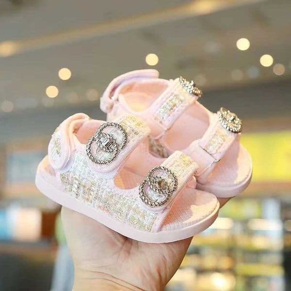 Girls Summer Princess Elegant Double Hook Design Fashion Shoes Baby Soft Beautiful Beach Sandals 2024 New