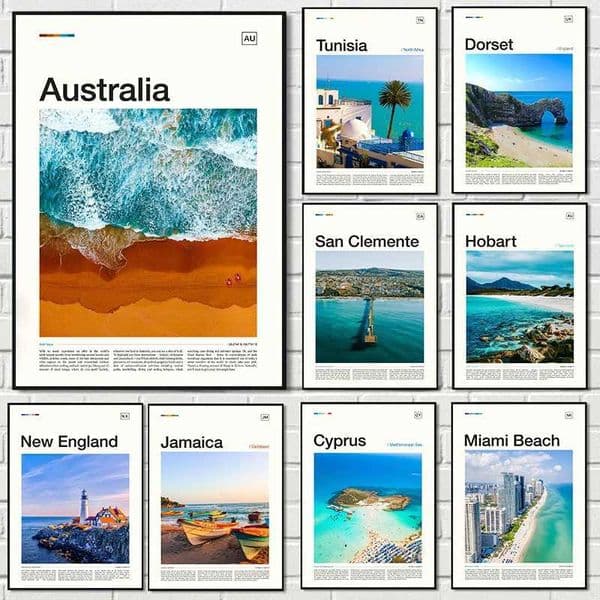 Classic Tourist Coastal City Beach Surfing Island Photography Art Poster Canvas Paintings Wall Art Pictures Home DecorXJ250116