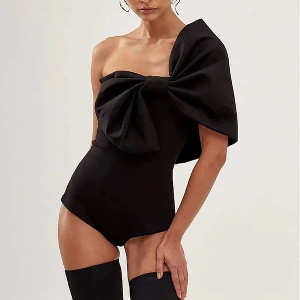 2025 Retro Swimsuit With Cover Up Sexy Bikini Women Bow Tie Swimwear One Shoulder Swim Suit Flat Belly Beachwear Kimono Bodysuit