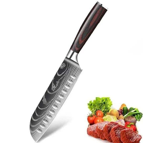 Carbon Steel Santoku Kitchen Knife for Home Restaurant Razor Sharp Japanese Chef Ergonomic Handle Laser Damascus Boning KnifeXJ250117