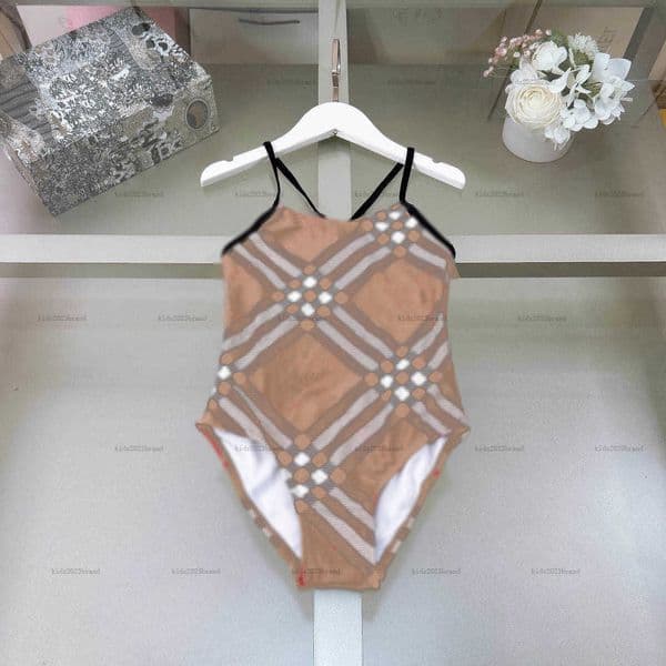New girls swimwear Multiple styles child Beach Bikinis kids designer clothes Check printing one-pieces swimsuit summer baby swimwears A304X09N073
