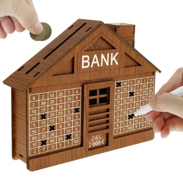 Wood Money Box for Cash House Savings Money Box 1000 or 2000 Euros Adult Money Counting Bank Japanese Piggy Bank 250113