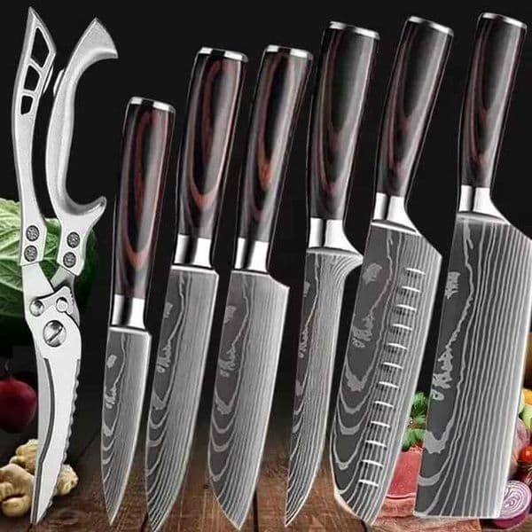 Damascus Chefs Knife Kitchen Knives Japanese Santoku Knife Meat Cleaver Fruit Slicing Professional Boning Knife ScissorsXJ250117