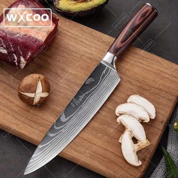 Kitchen Chef Knife Stainless Filleting Knives Santoku Meat Cleaver Knife with Laser Damascus Pattern Household Cooking ToolsXJ250117
