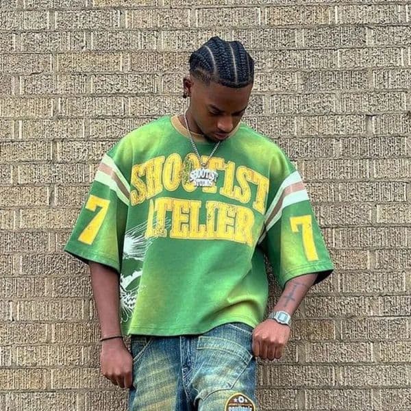 American casual hip-hop patch T-shirt mens Gothic fashion sports high street Y2K retro loose couple oversized top 250110
