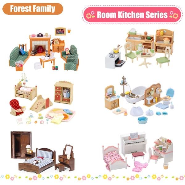 2025 new Dollhouse Miniature Accessories 112 Forest Family Home Furniture Collection Set Kitchen Cooking Pots For Children Girls Gift 250115