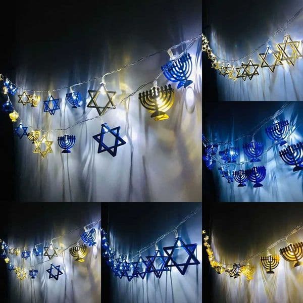 1.65m 10LED Hanukkah Theme String Light Bedroom Garden Hanging Candle Light Ornament for For Je Happy Hanukkah Party Decor Z250120